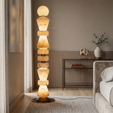 Load image into Gallery viewer, Totem Stacked Alabaster Floor Lamp