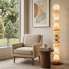 Load image into Gallery viewer, Totem Stacked Alabaster Floor Lamp