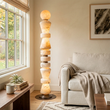 Load image into Gallery viewer, Totem Stacked Alabaster Floor Lamp