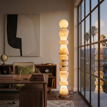 Load image into Gallery viewer, Totem Stacked Alabaster Floor Lamp