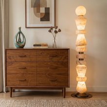 Load image into Gallery viewer, Totem Stacked Alabaster Floor Lamp