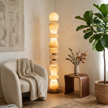 Load image into Gallery viewer, Totem Stacked Alabaster Floor Lamp