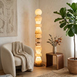 Totem Stacked Alabaster Floor Lamp