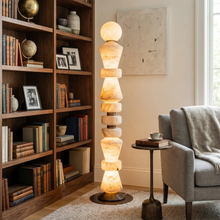 Load image into Gallery viewer, Totem Stacked Alabaster Floor Lamp
