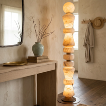 Load image into Gallery viewer, Totem Stacked Alabaster Floor Lamp
