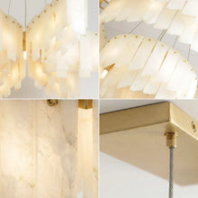 Load image into Gallery viewer, Cascade Alabaster Tiered Brass Chandelier